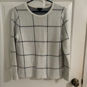 J. Jill White and Gray Checkered Sweater